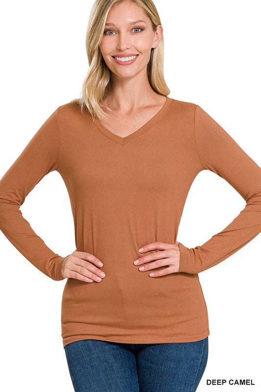 Deep Camel Zenana Long Sleeved Tee