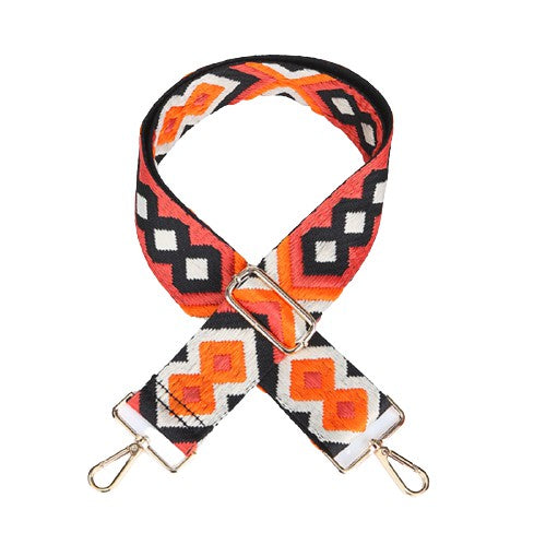 Orange Black Boho Guitar Strap