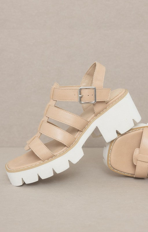Nude Lug Sole Gladiator Sandals