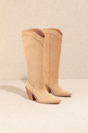 Beige Knee High Boots