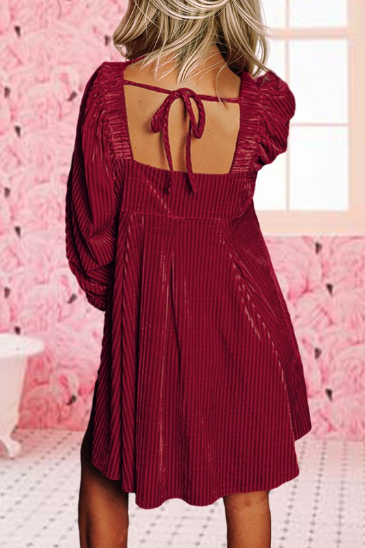 Ruby Tie Back Square Neck Velvet Dress