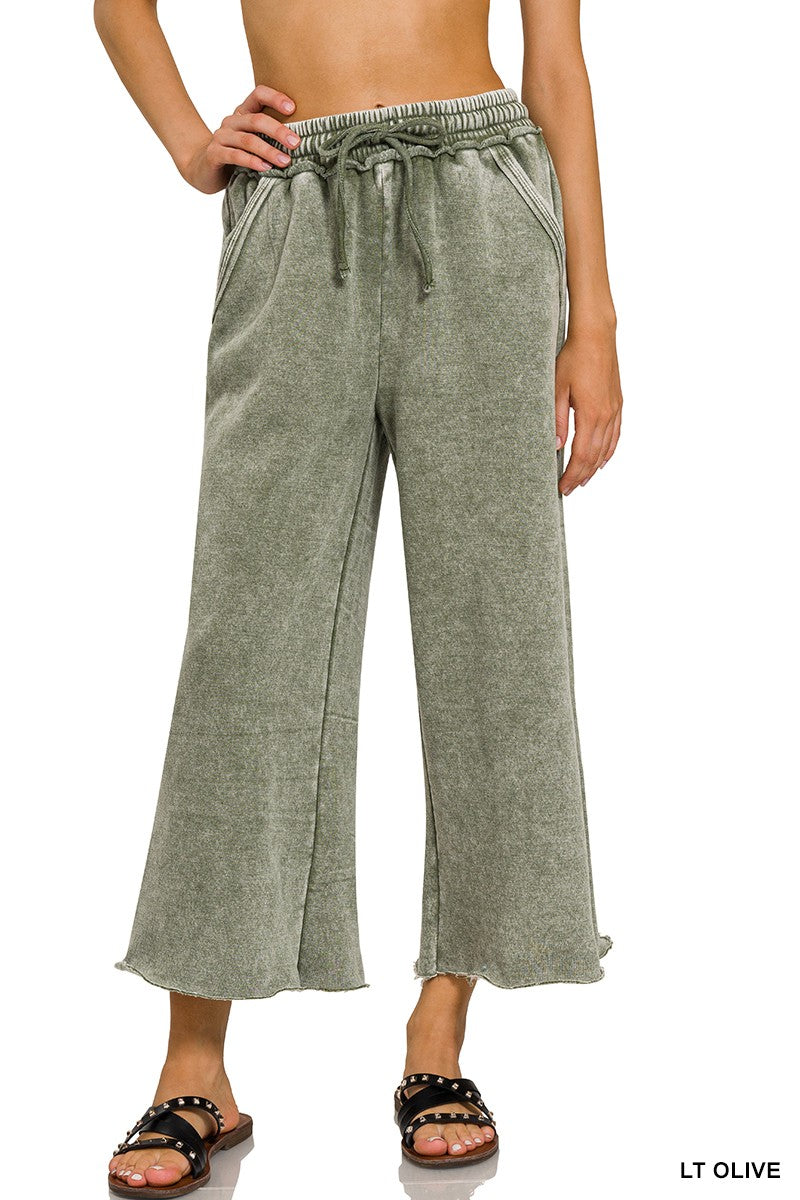 Olive Acid Wash Sweatpant w/ Pockets