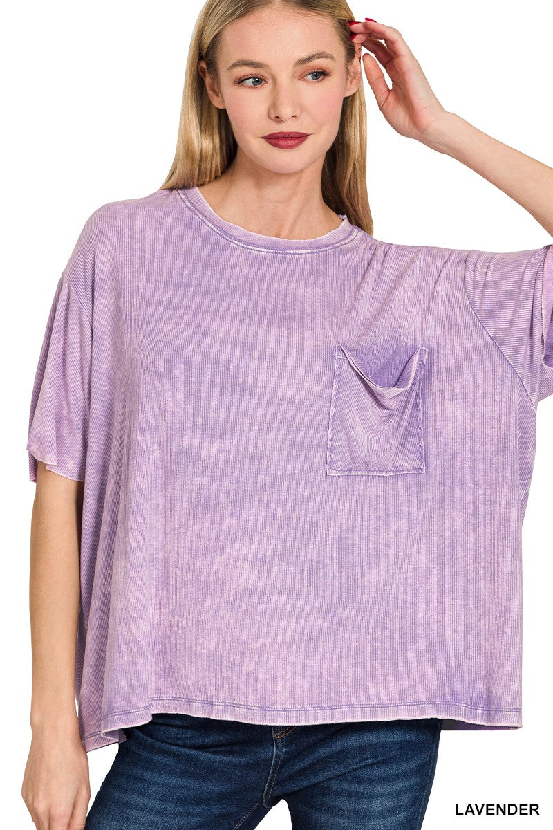 Lavender Ribbed Cropped Zenana T-Shirt