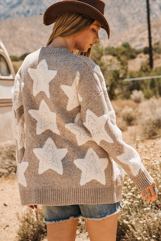 Star Pattern Cardi With Pockets