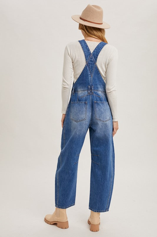 Denim Barrel Overalls