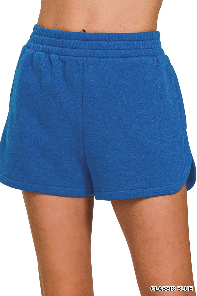 Classic Blue Fleece Elastic Waistband Dolphin Short