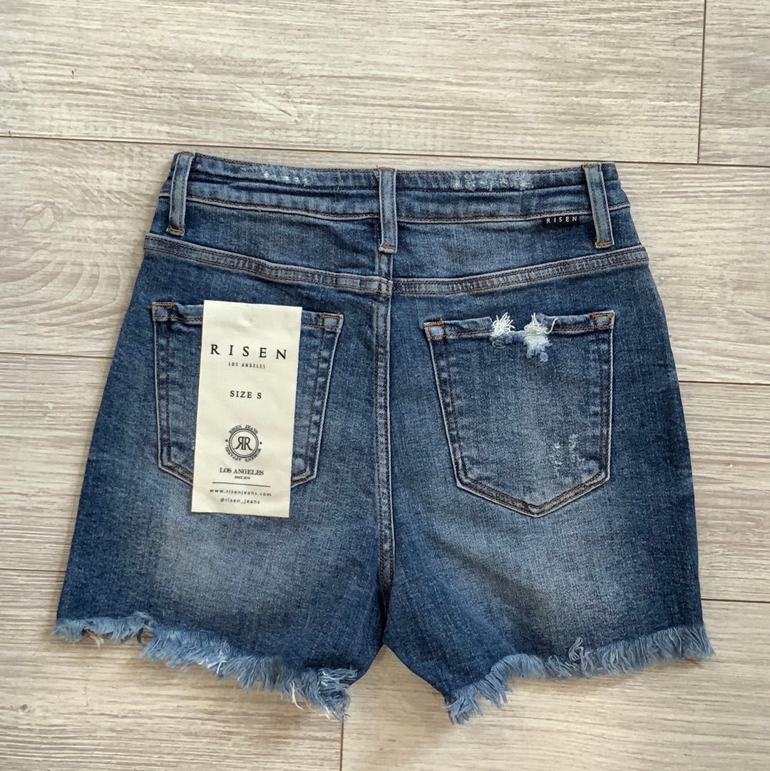 Medium Wash High Rise Shorts