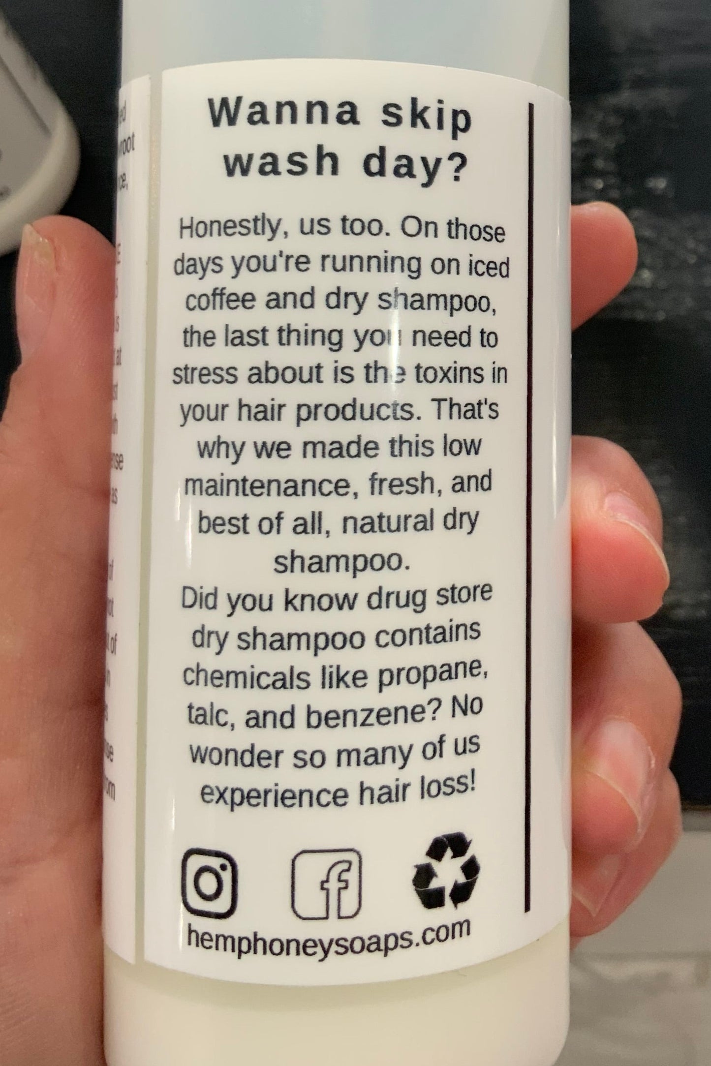 Hemp Honey Soaps Dry Shampoo