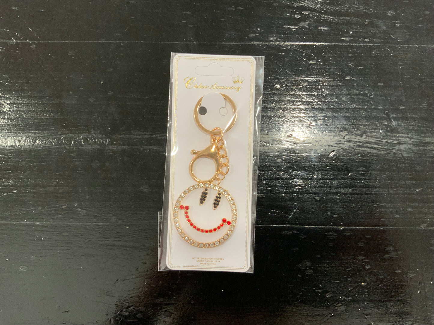 Smiley Face Studded Keychain