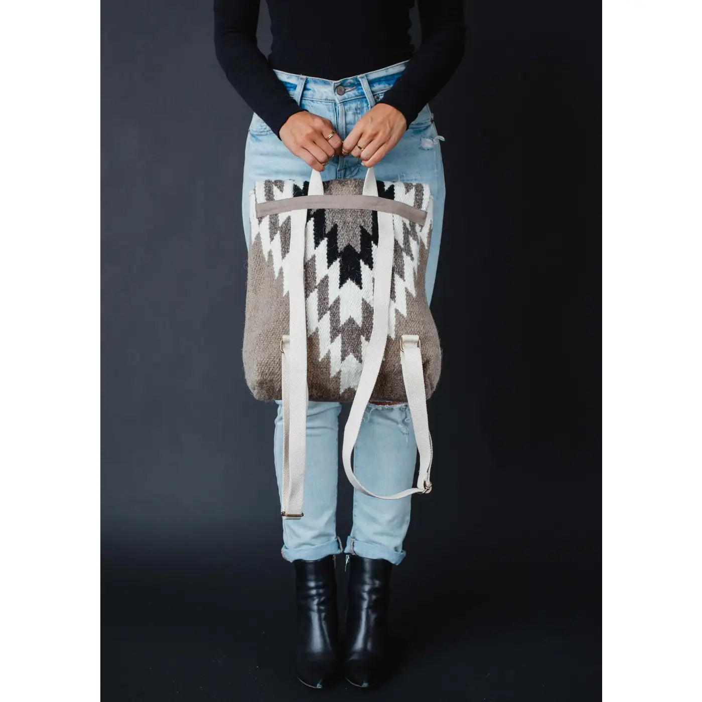Taupe Black Aztec Backpack
