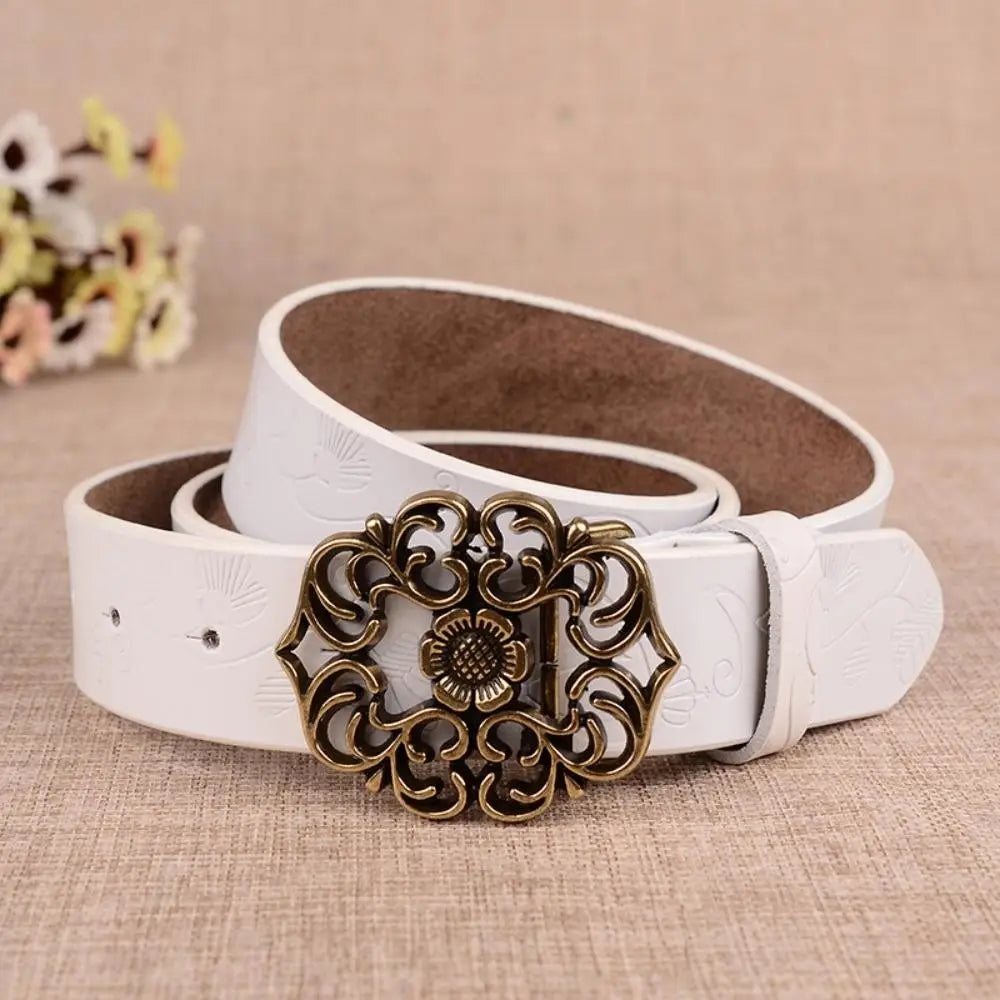 White Vintage Leather Belt