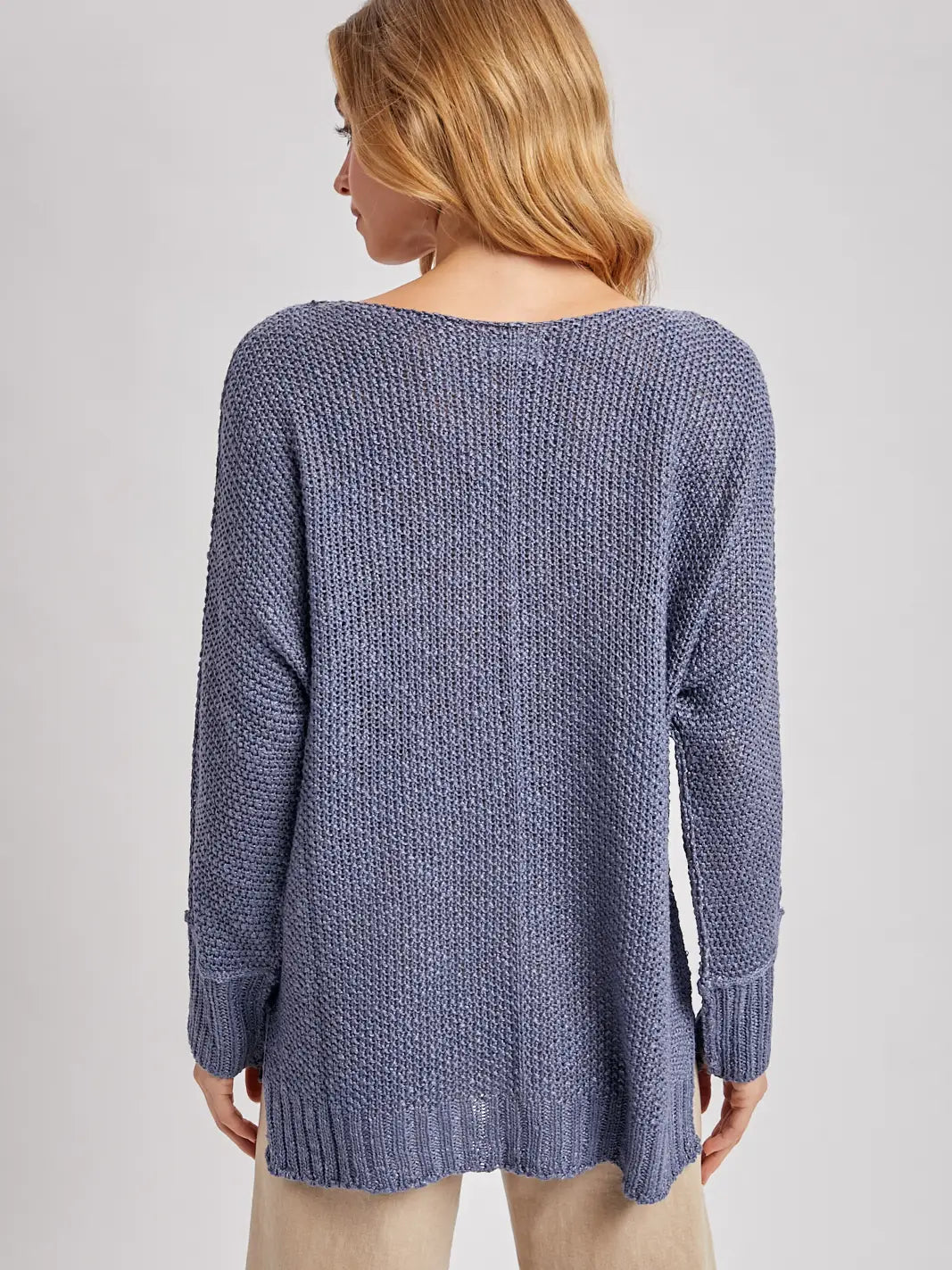 Blue Reverse Seam Loose Fit Sweater