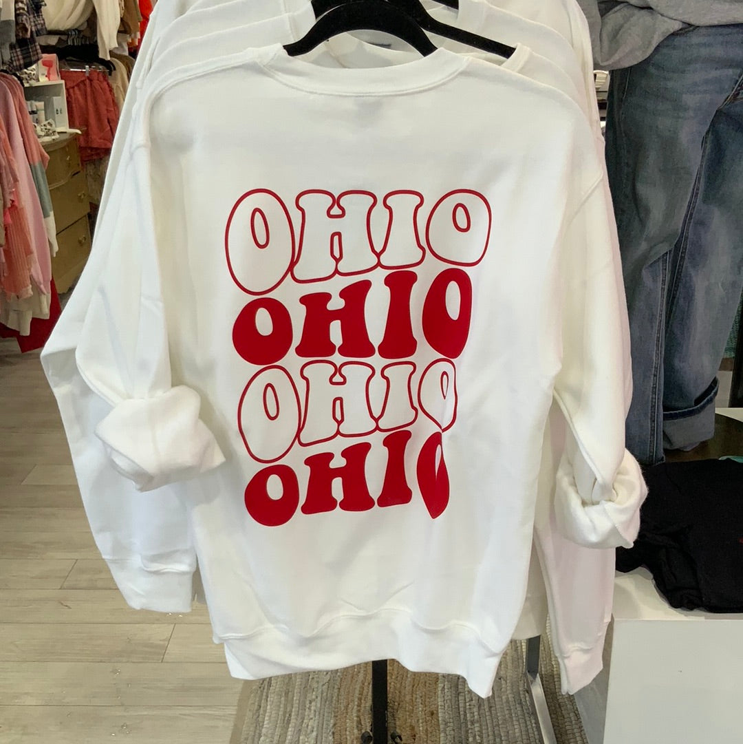 White Ohio wave crewneck