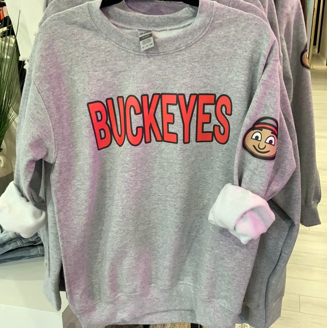 Plus Gray Buckeye Brutus Patch Crewneck