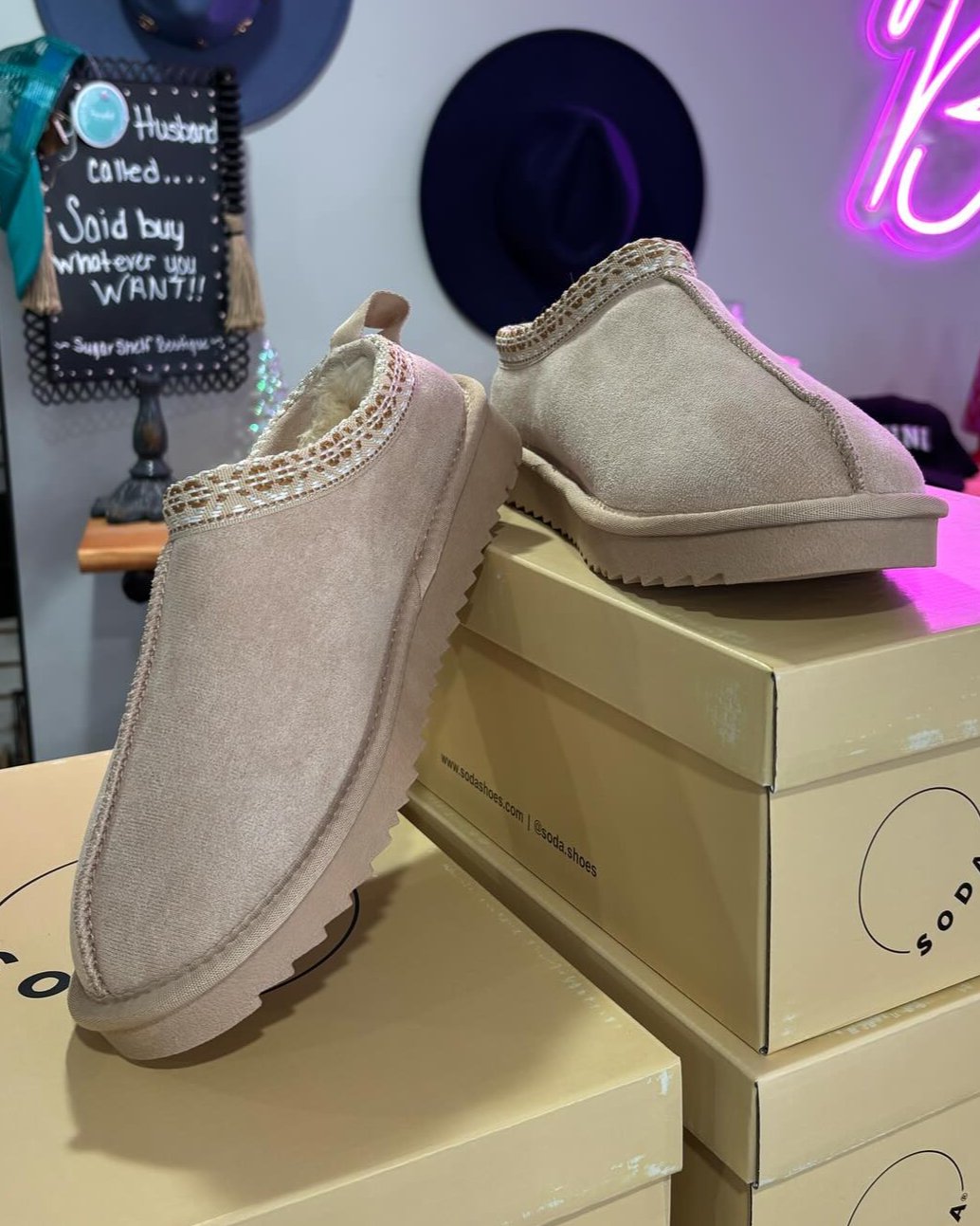 Beige Fleece Lined Slipper