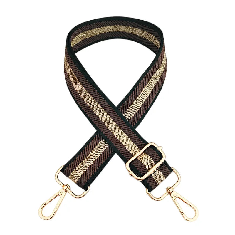 Coffee and Gold Stripe Guitar Strap