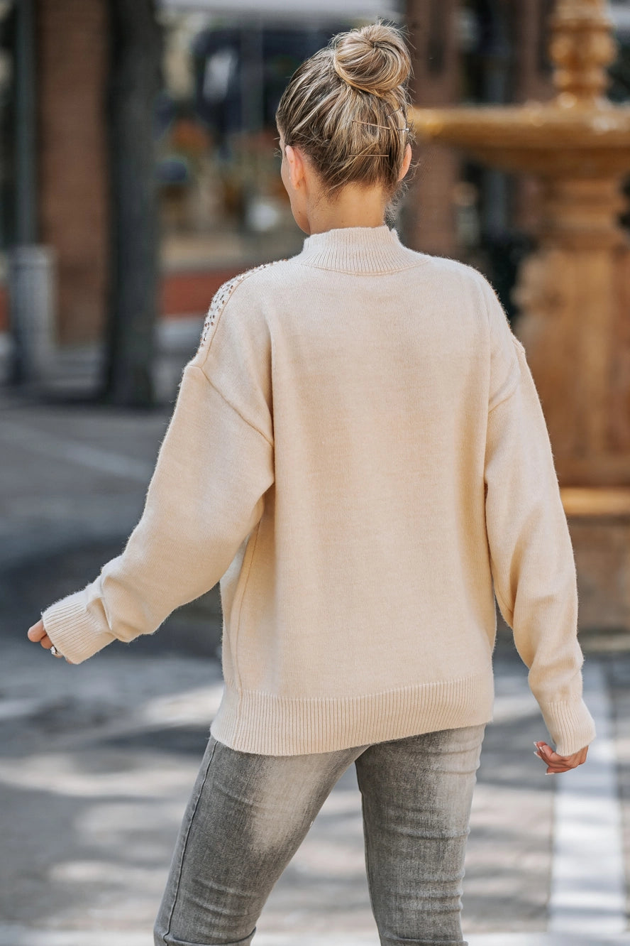 Stardust Mock Neck Sequined Sweater