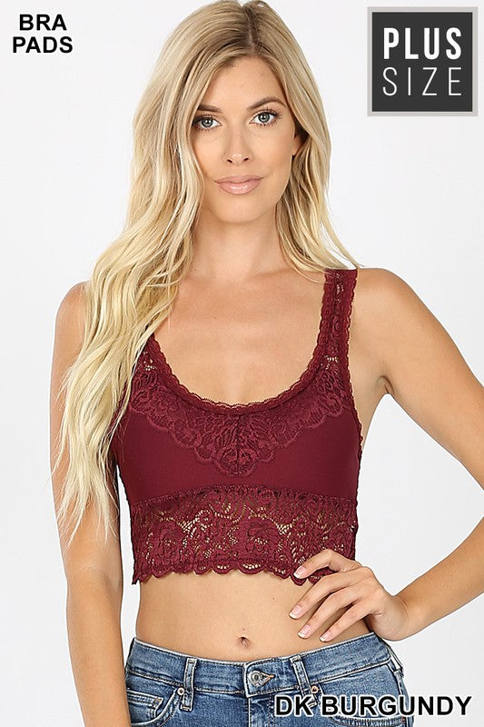 Burgundy Plus Seamless Lace Bra