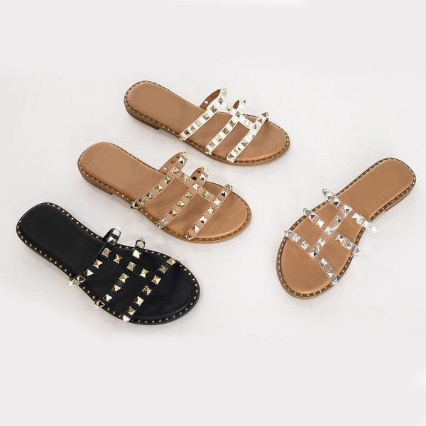 Clear Strap Silver Rhinestone Stud Slide