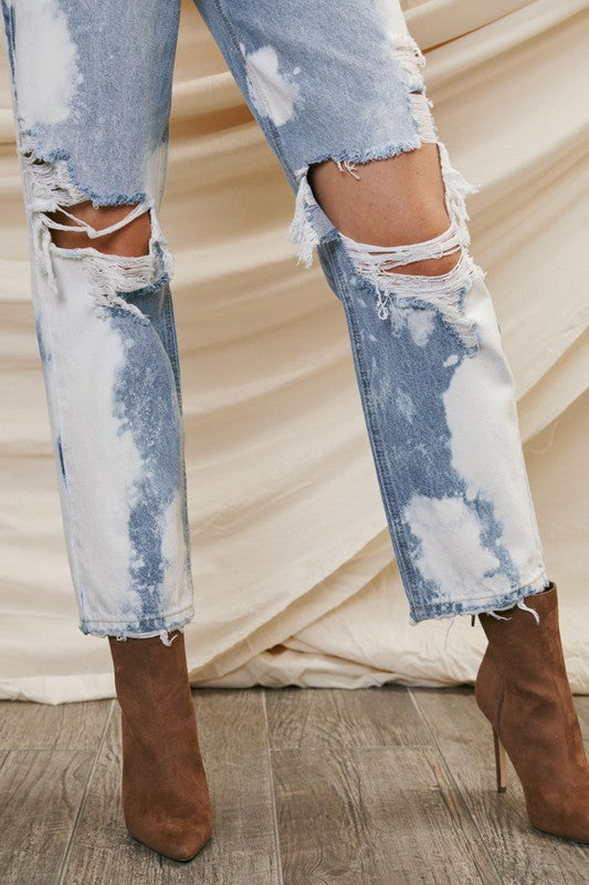 90's Bleached Boyfriend Distressed Kancan Denim