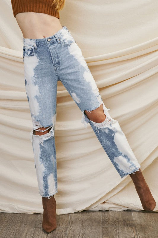 90's Bleached Boyfriend Distressed Kancan Denim