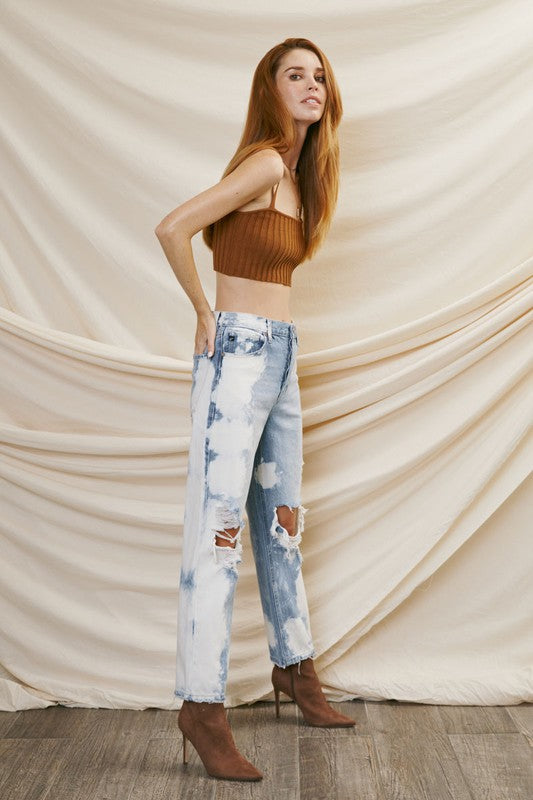 90's Bleached Boyfriend Distressed Kancan Denim