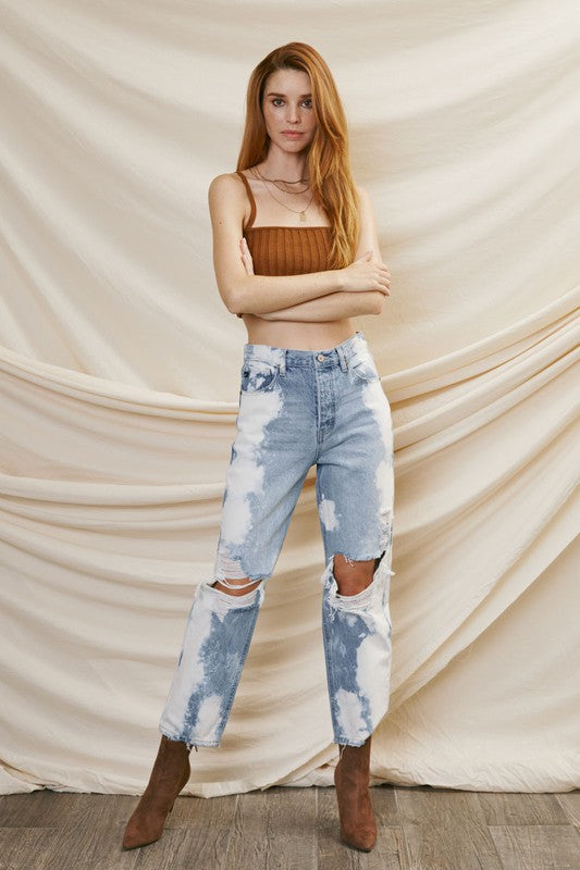 90's Bleached Boyfriend Distressed Kancan Denim