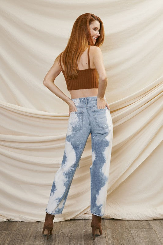 90's Bleached Boyfriend Distressed Kancan Denim