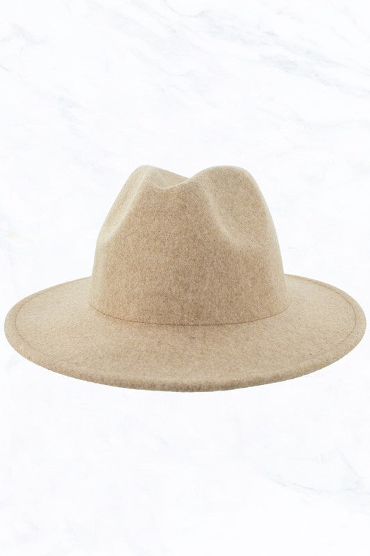 Heathered Beige Wool Fedora Hat