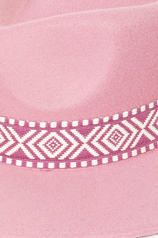 Pink Boho Stripe Pattern Fedora Hat