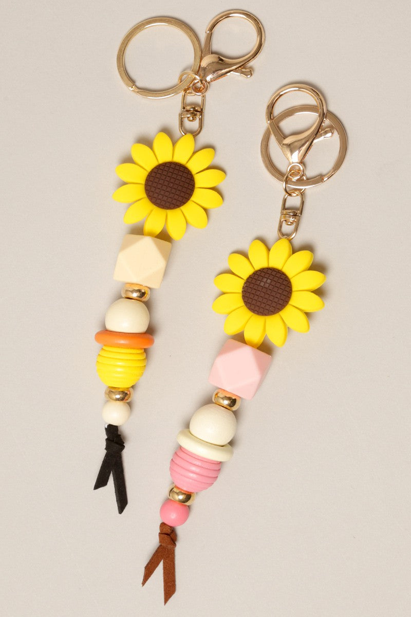 Sunflower Bead Tassel Keychain