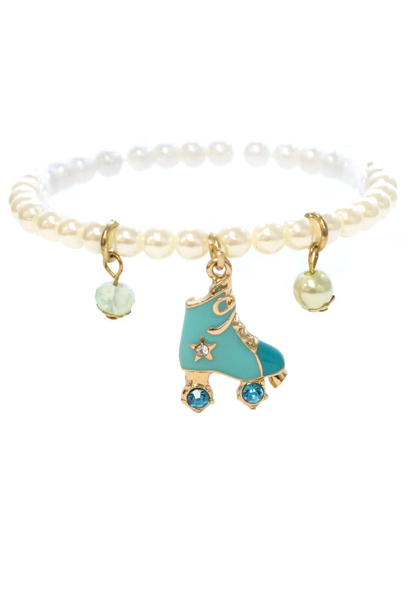 Girls Pearl Elastic Charm Bracelet