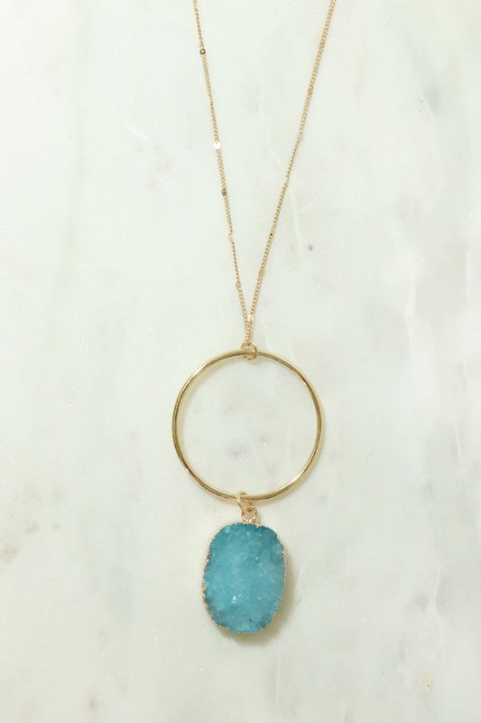 Druzy Stone Hoop Pendant