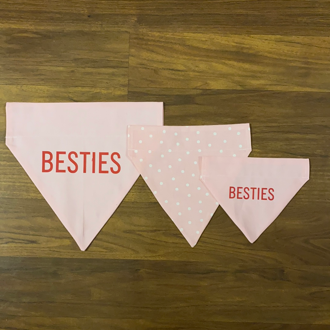 Pink Besties Reversible Dog Scarf