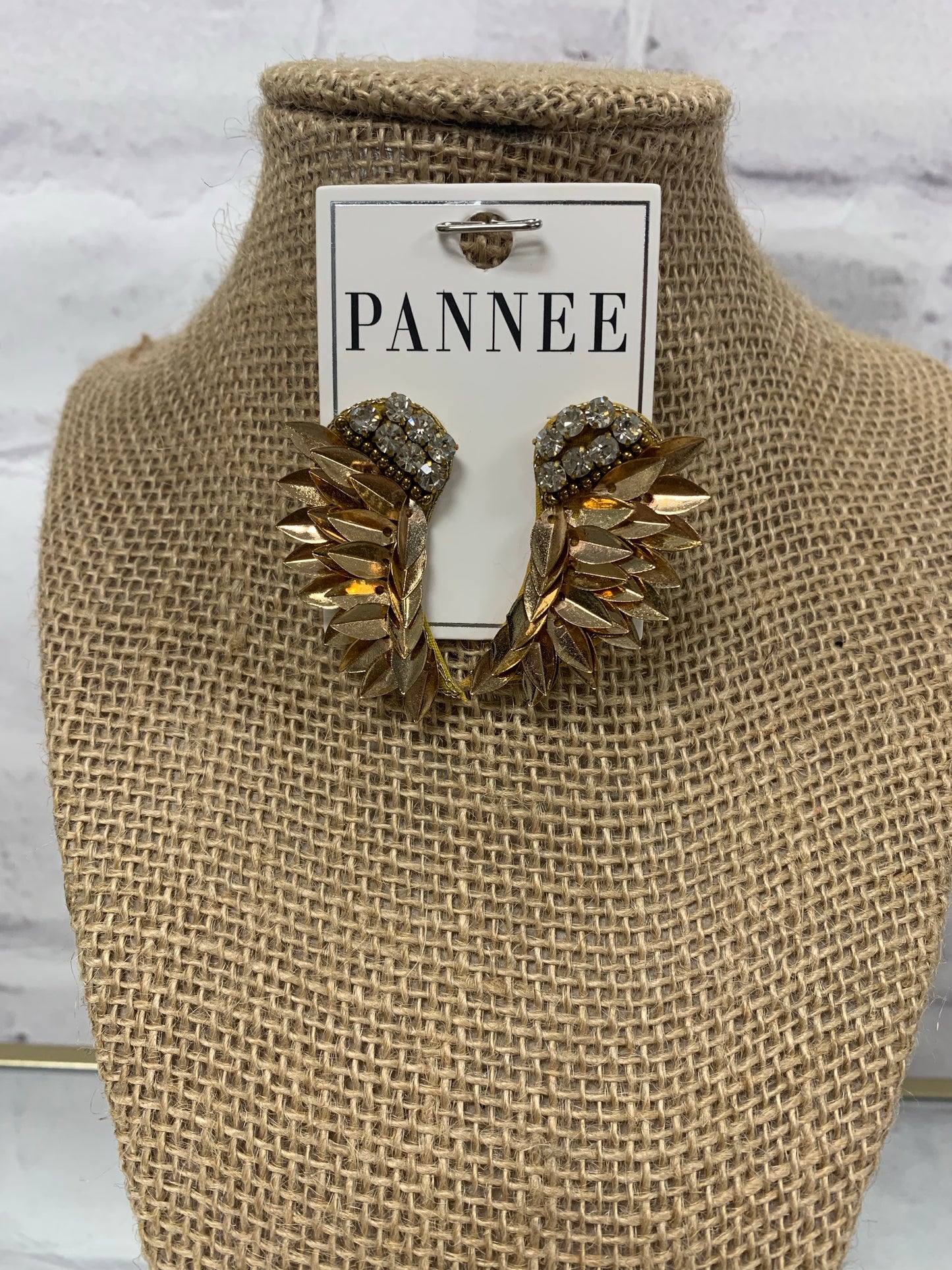 Gold Beaded Wing Earring