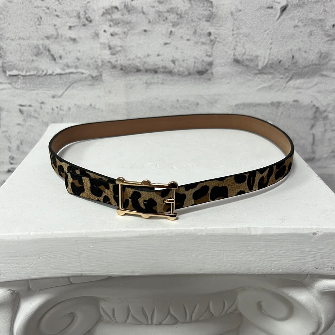 Leather Leopard Gold Buckle Hat Band