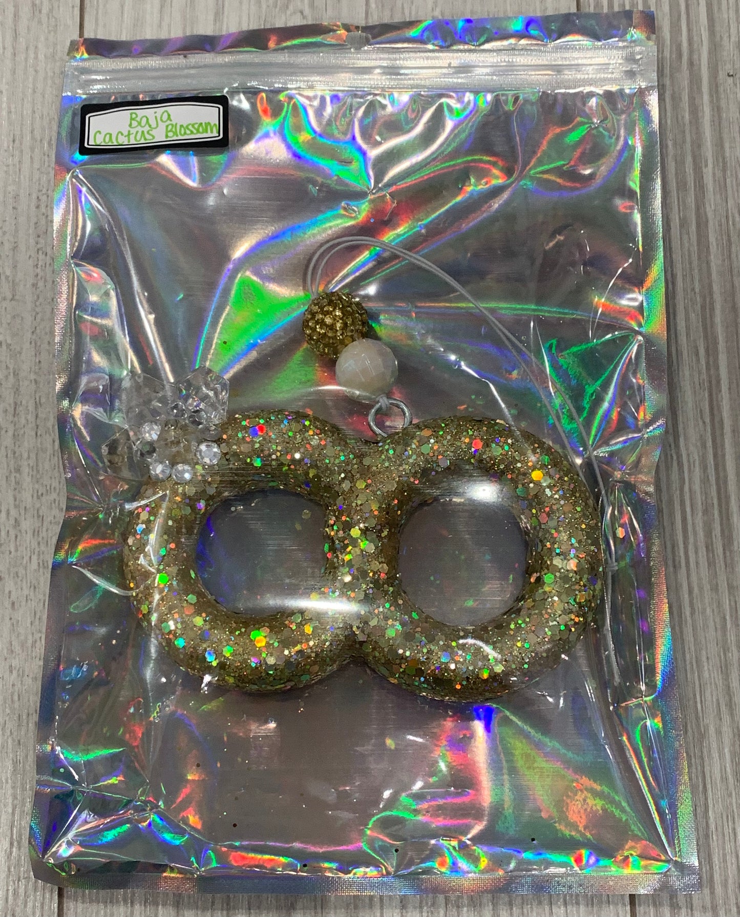 Gold Glitter Double Wedding Rings Car Freshie