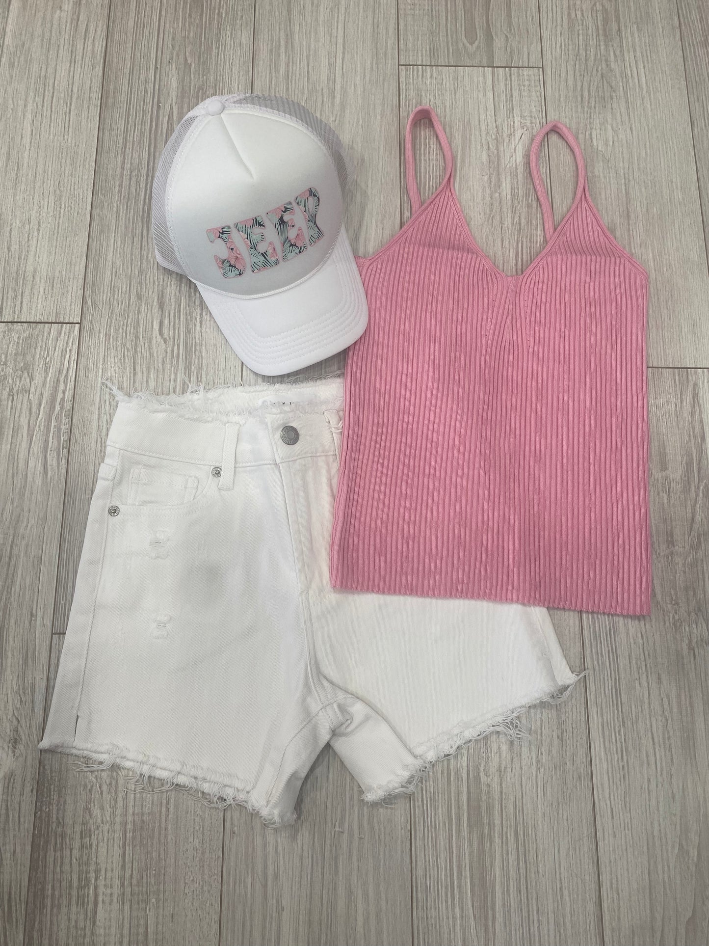 White Tropical Jeep Trucker Hat