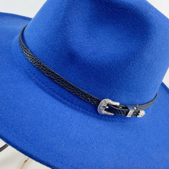 Black Leather Western Buckle Hat Band