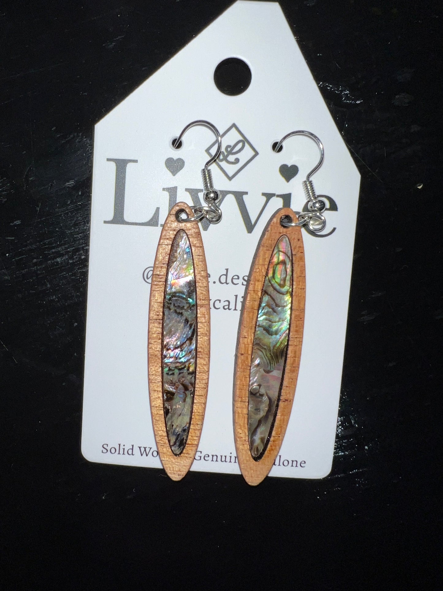 Opal Handmade Wood Earrings