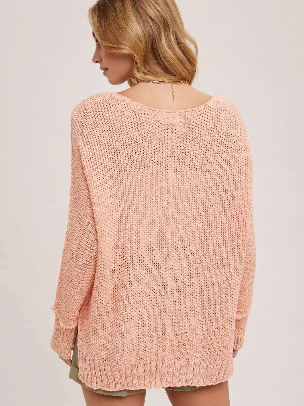 Peach Reverse Seam Loose Fit Sweater