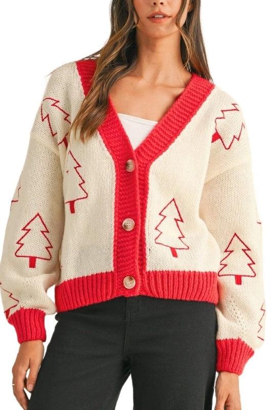 Christmas Tree Embroidered Cardi