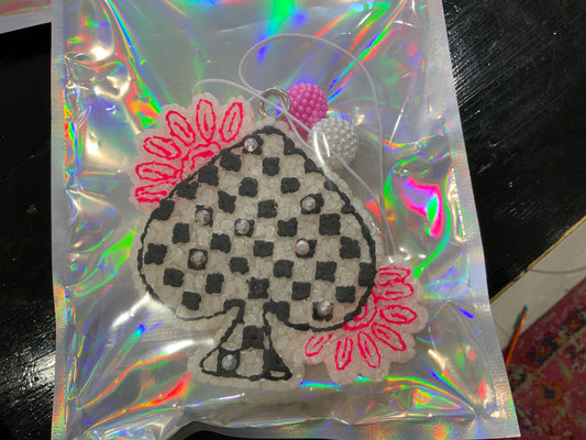 Checkered Spade Car Freshie