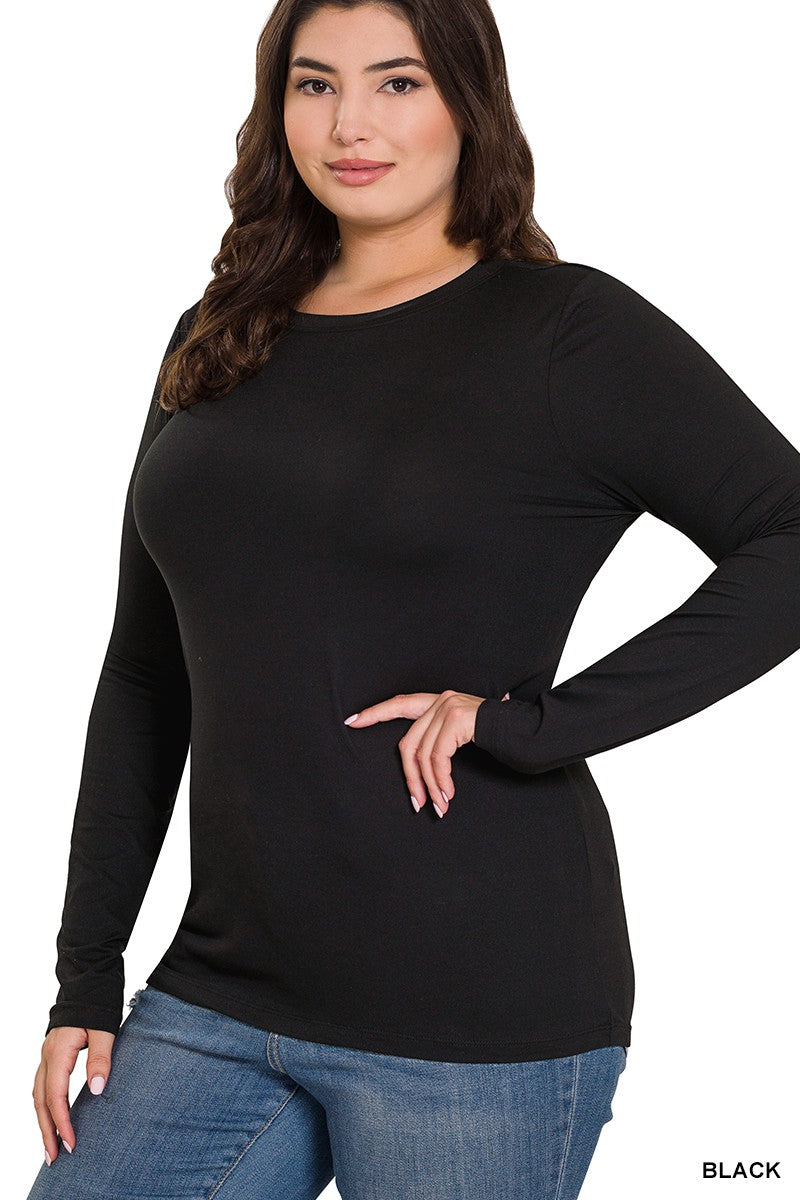 Black Long Sleeve Plus Tee