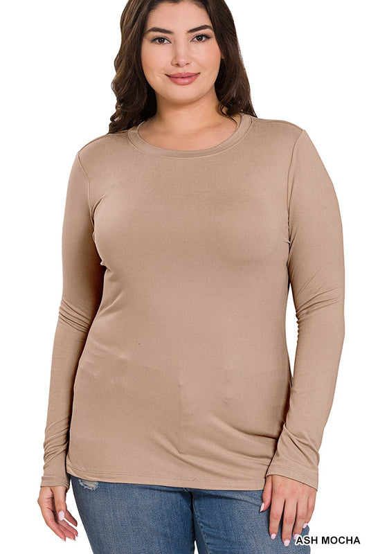 Ash Mocha Long Sleeve Plus Tee