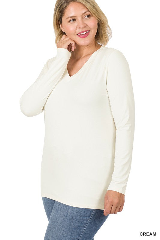 Cream Zenana Long Sleeved Tee