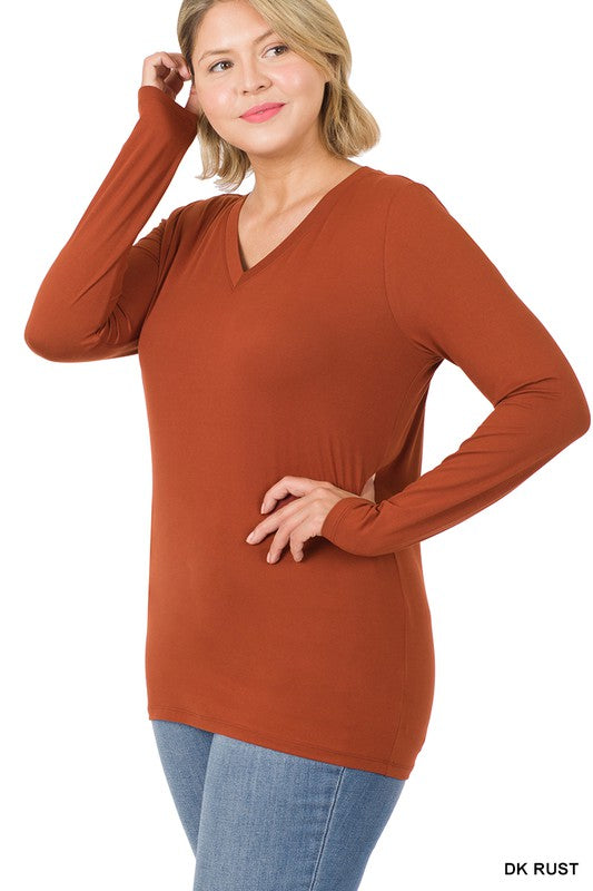 Dark Rust Zenana Long Sleeved Tee