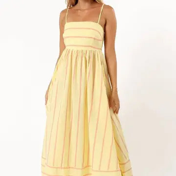 Striped Color Block Spaghetti Dress
