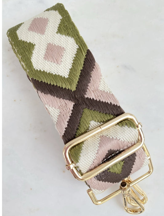 Pink Green Boho Guitar Strap