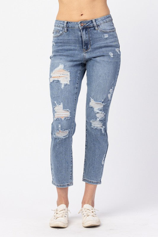 Judy Blue High Waisted Distressed Boyfriend Denim